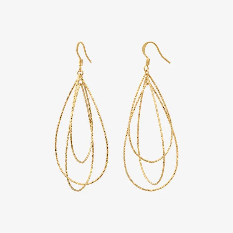 Boucles d'oreilles dorées drop grand modèle - DISCO
