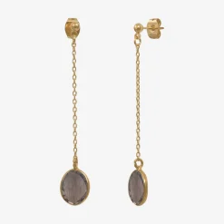Boucles d'oreilles dorées longues - SERTI PM