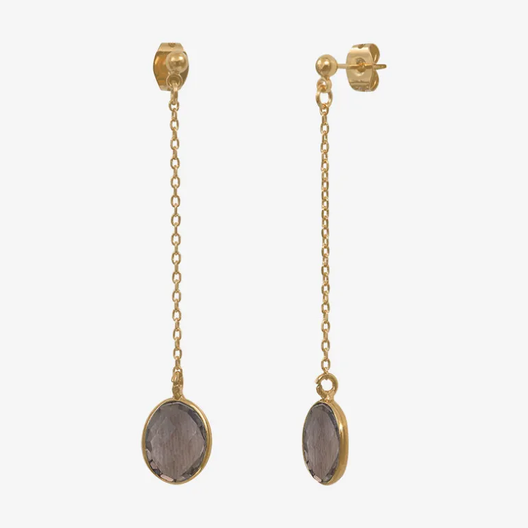 Boucles d'oreilles dorées longues - SERTI PM