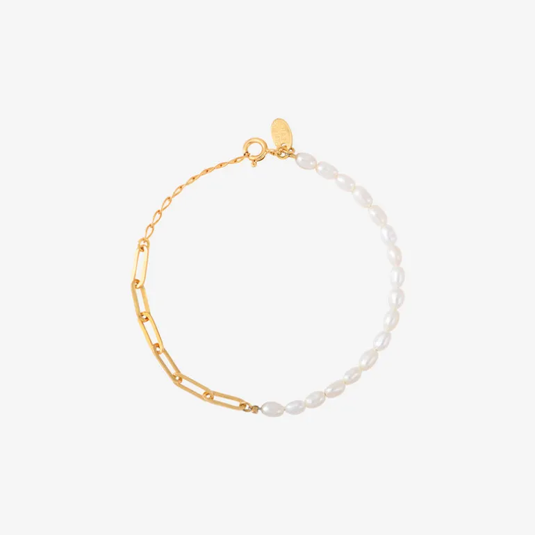 Bracelet doré perle de culture blanche - MEGHAN