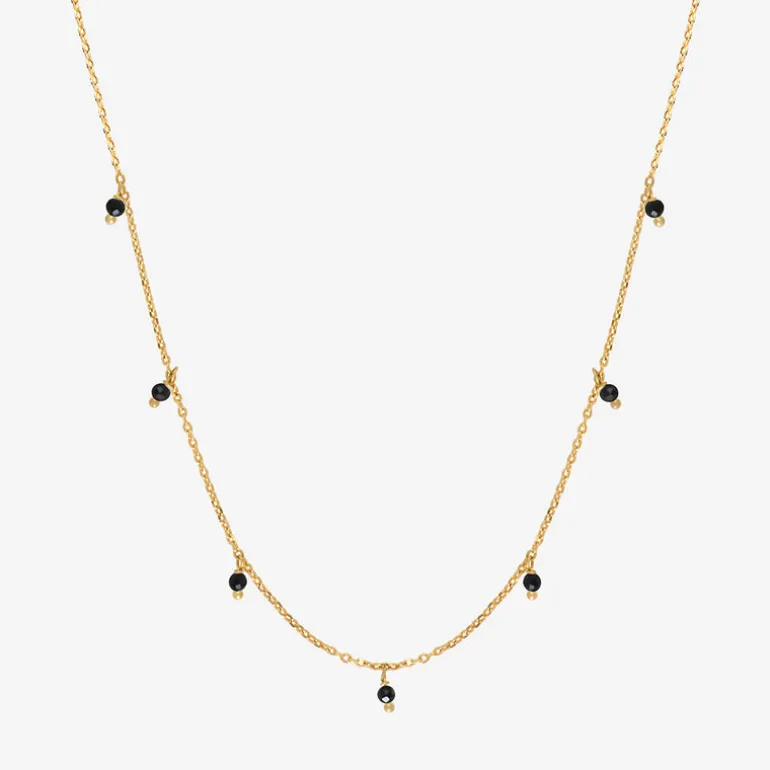 Collier doré court spinelle noire - MILADY
